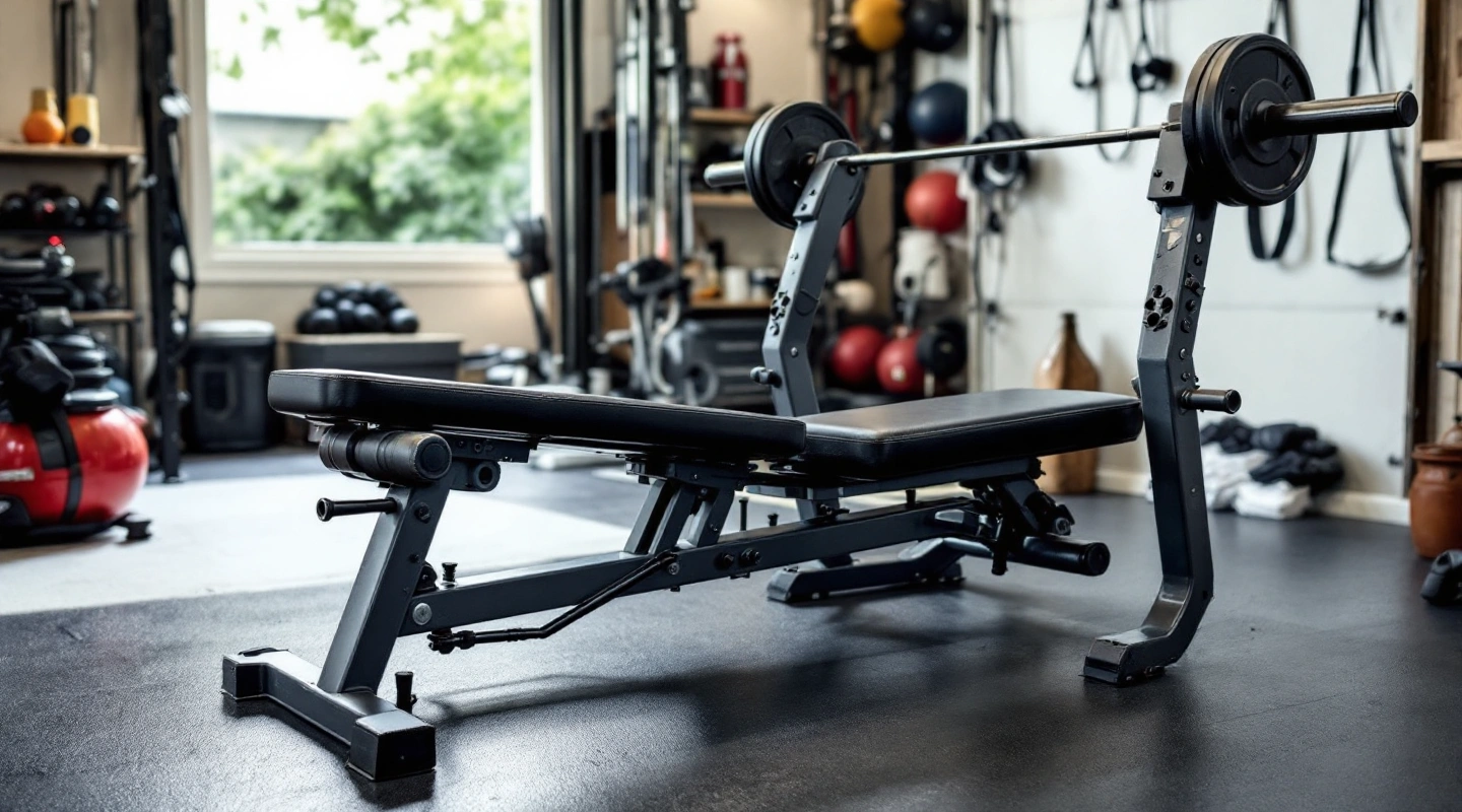 A multi-position bench back pad set at a steep decline angle