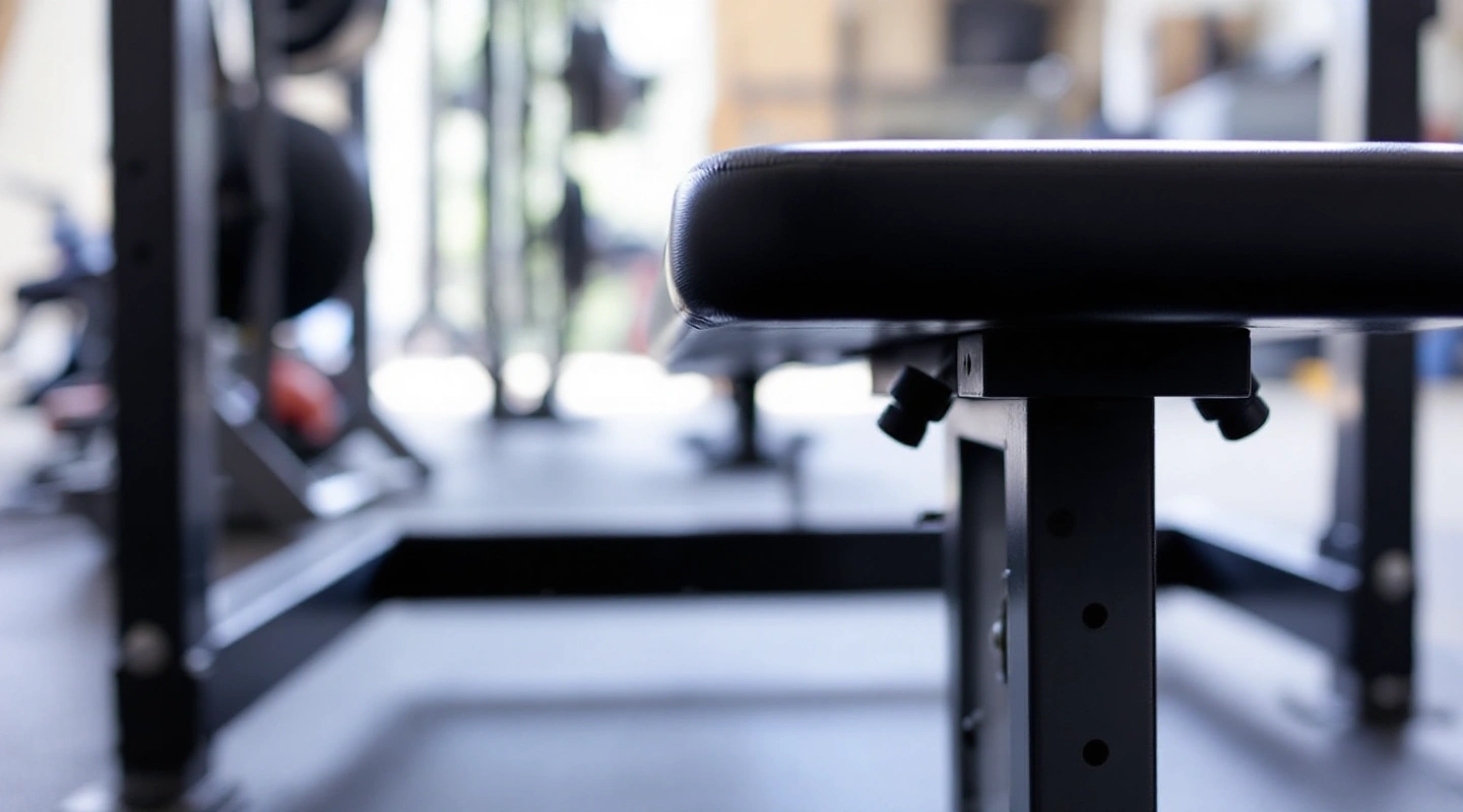 A flat-to-incline bench's adjustment pin, close up