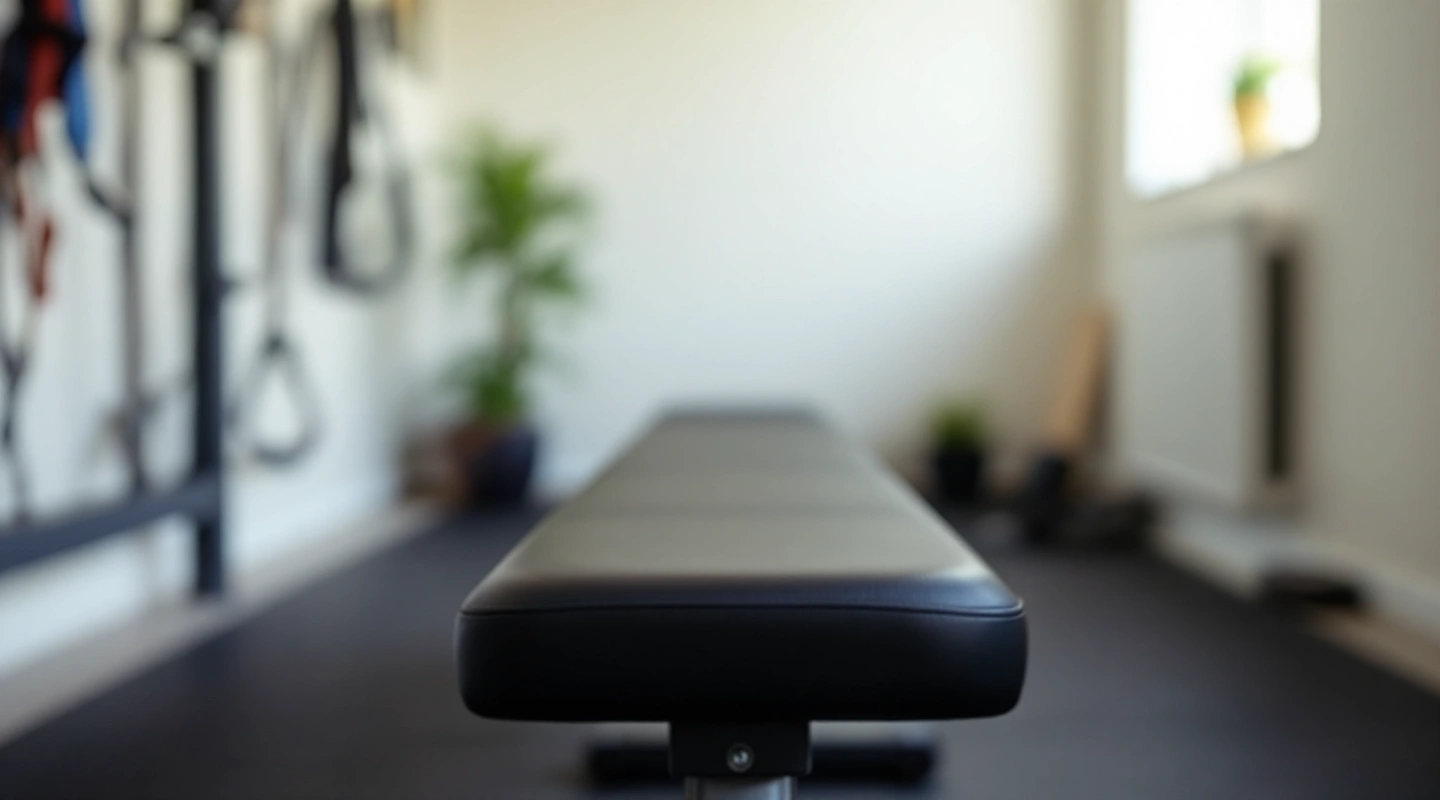 A narrow bench pad viewed end-on
