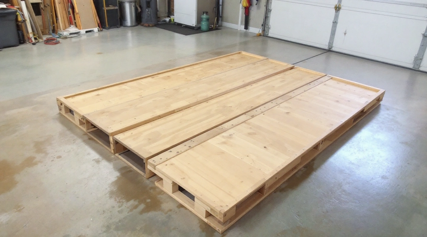 A bench folded completely flat on the floor