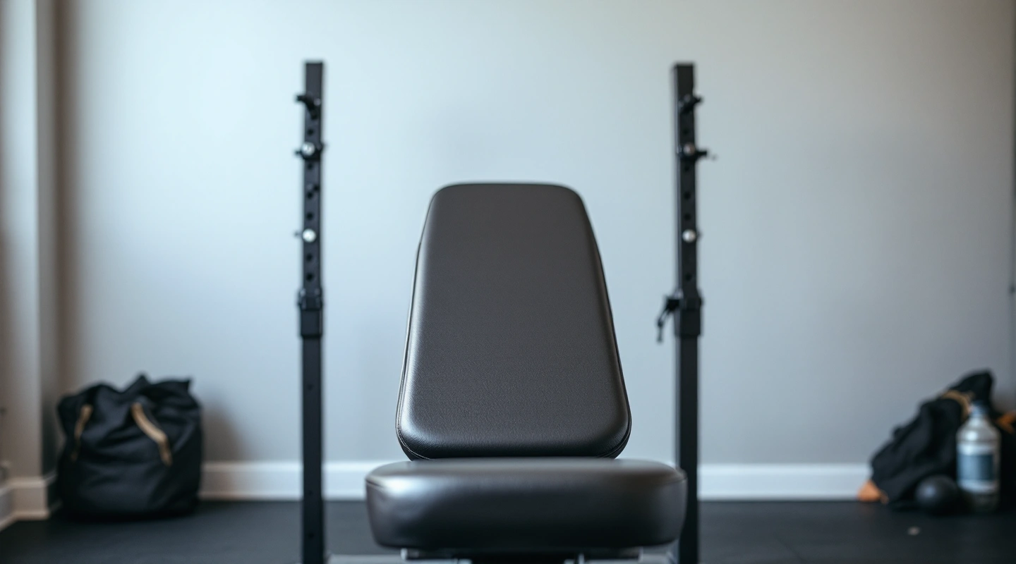 A bench's backrest angle mid-adjustment