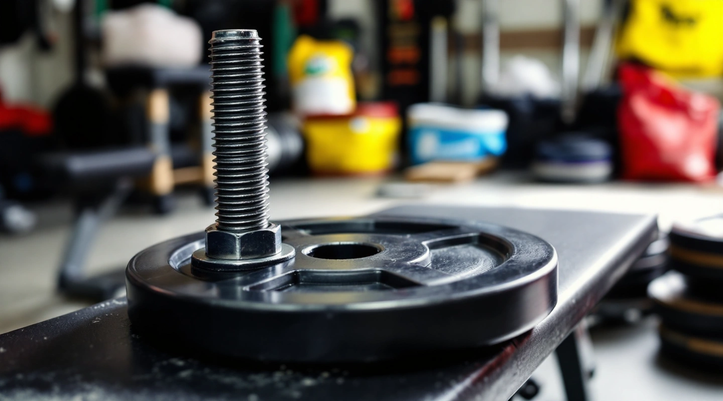 A threaded dumbbell handle and loose plates