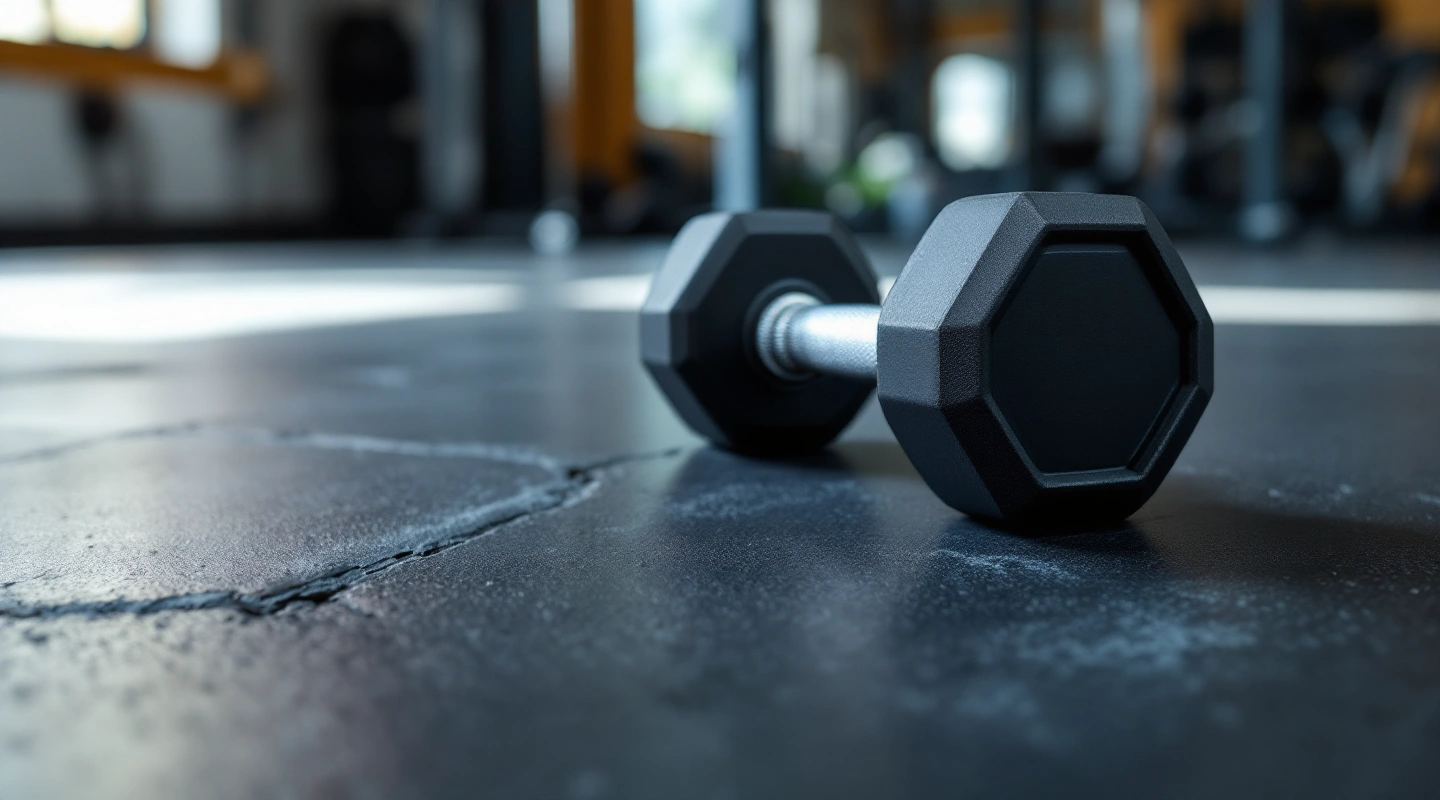 A twist-lock dumbbell handle, close up