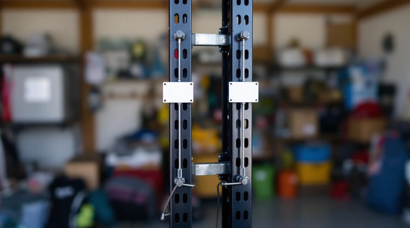 Two rack upright posts side by side, one thicker than the other